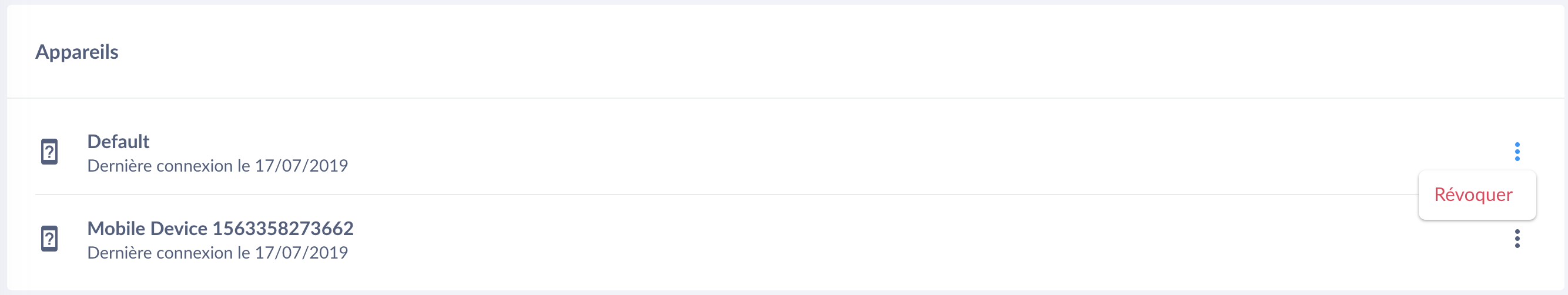 Révoquer un appareil